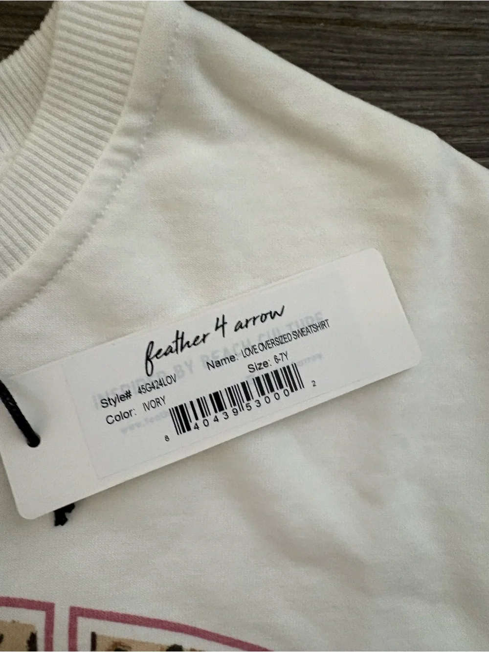 Feather 4 Arrow Love Oversized Sweatshirt - Size 6-7 NEW!